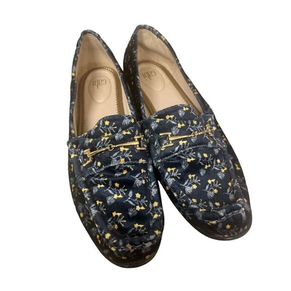 CAbi Carnaby loafer floral blue velvet Horsebit shoes #6005 sz 9.5 - Picture 2 of 7